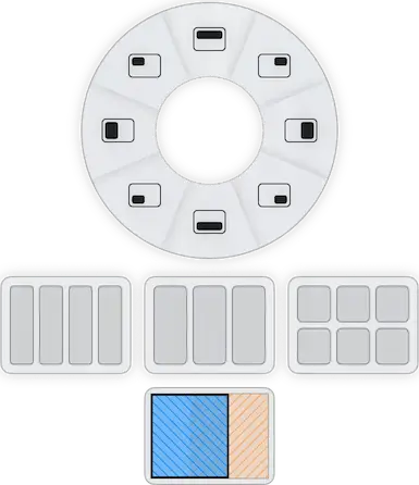 KeyTiler 快速布局展开三分布局,显示三个单独区域与两个三分之二组合。